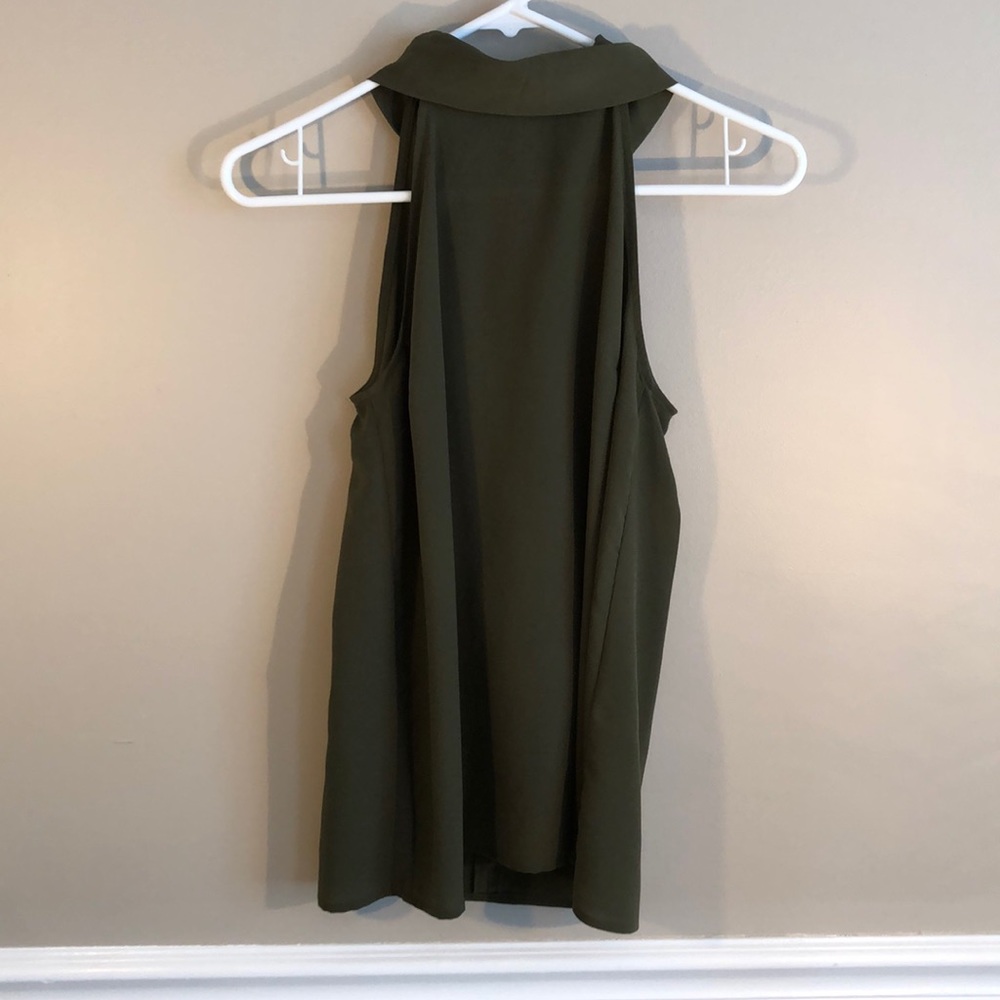 Dark Olive Green High Neck Blouse